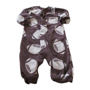 Carters Snap Up Footless Fleece Romper Infant Boys Size 6M Brown Football Sports